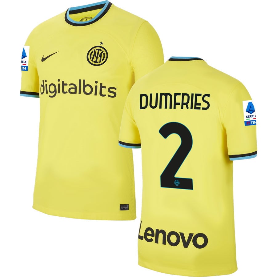 Dumfries 2 Inter Milan Serie A Patch Men 2022/23 Third Jersey – Yellow