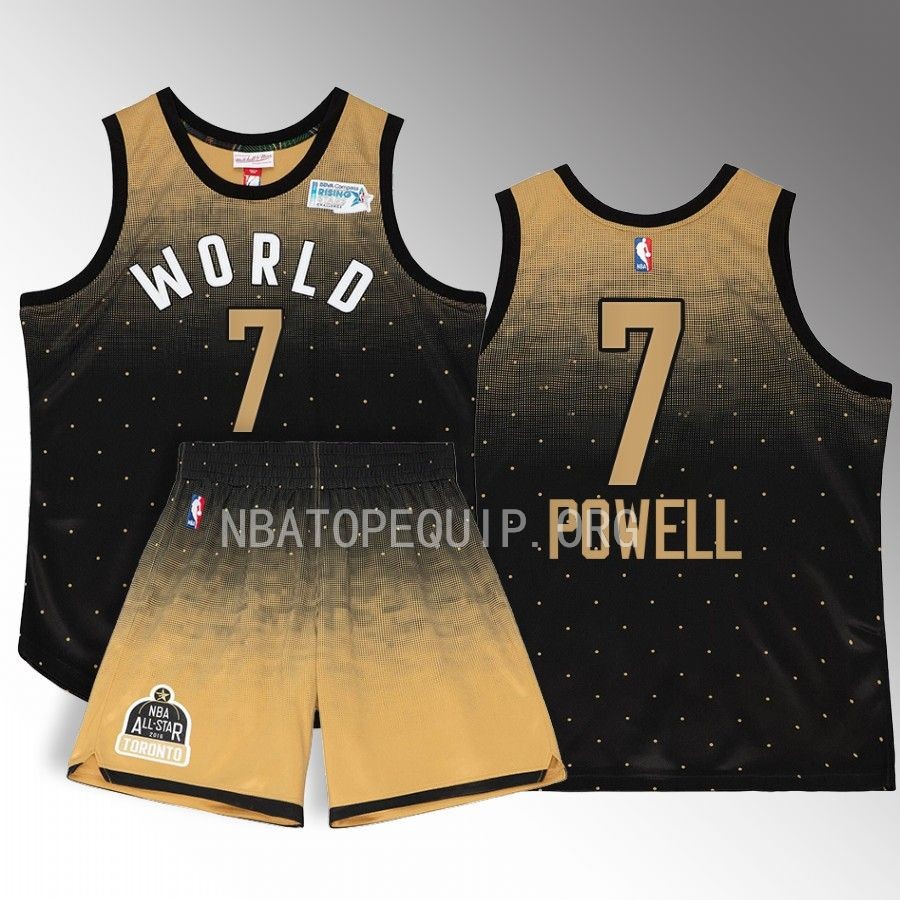 Dwight Powell All-Star World Jersey 2016 NBA Rising Stars Black Gold #7 Shorts Set