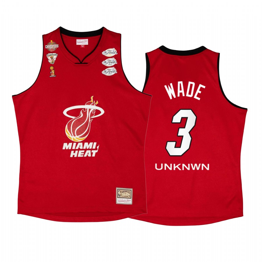 Dwyane Wade #3 Miami Heat My Towns Unknwu Red NBA Finals Champs Jersey