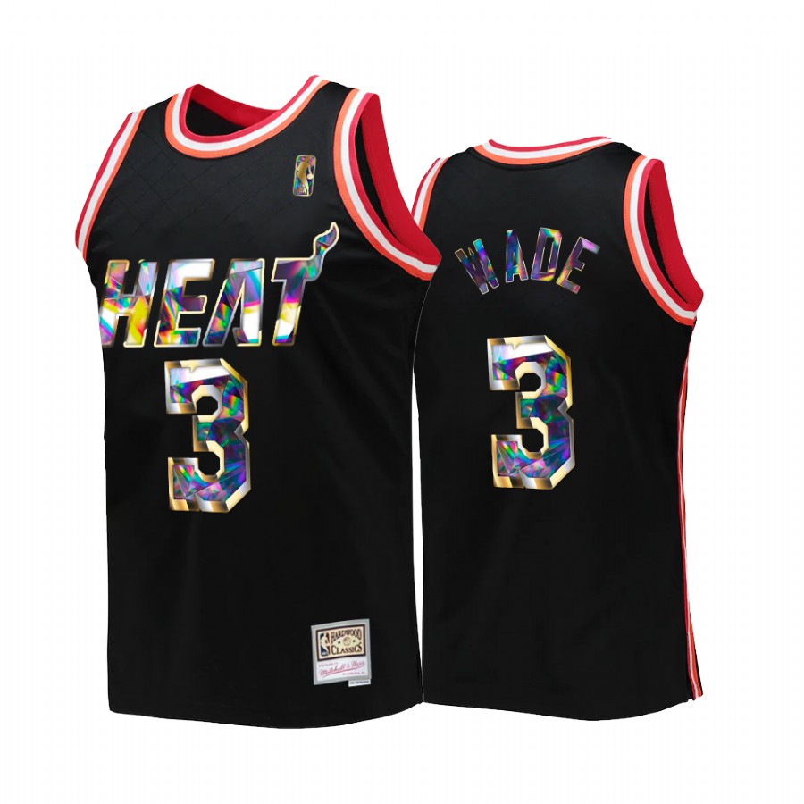 Dwyane Wade #3 Miami Heat NBA 75th Diamond Anniversary Black Throwback Jersey