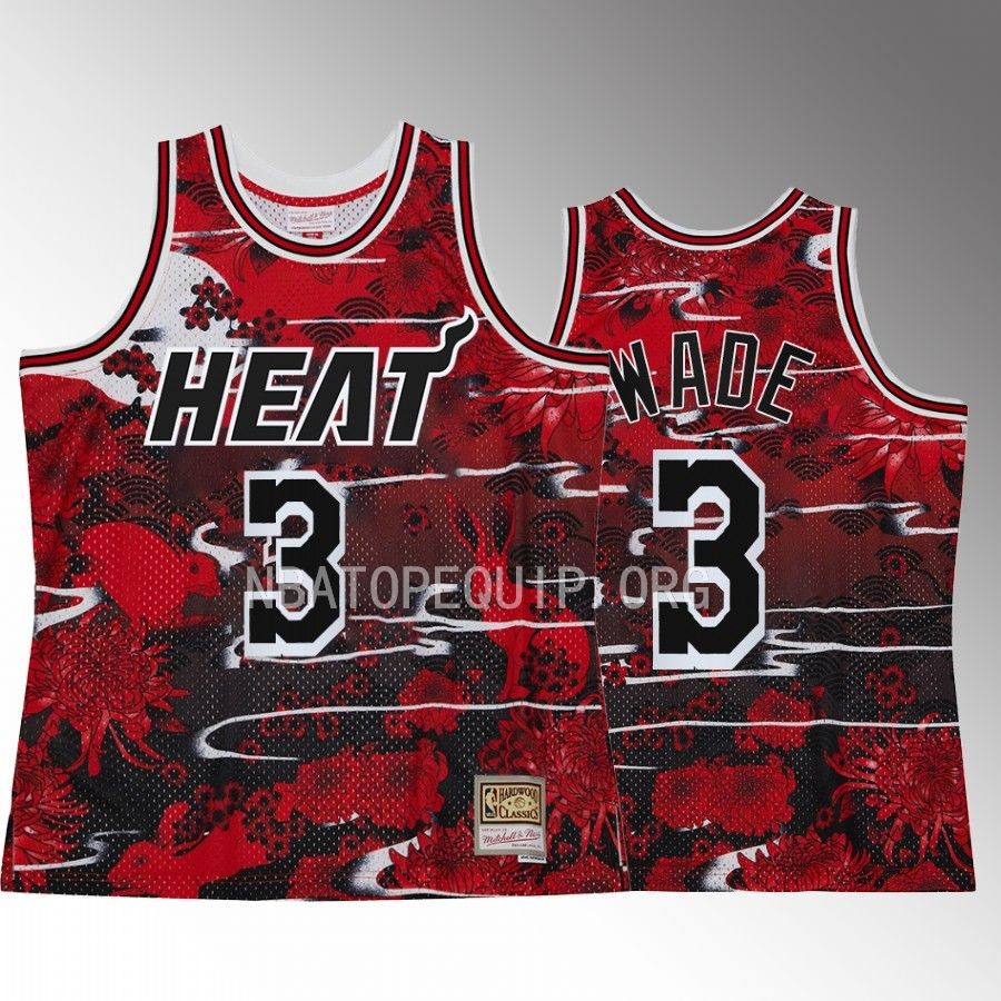 Dwyane Wade Lunar Year of the Rabbit 2023 Miami Heat Red Jersey Asian Heritage