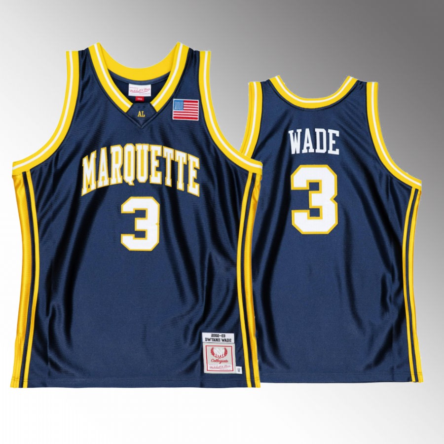Dwyane Wade Marquette Navy Jersey 2002 University