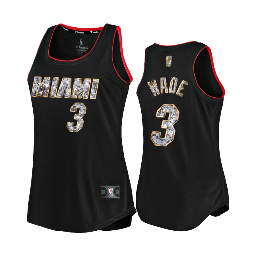 Dwyane Wade Miami Heat #3 Black NBA 75th Diamond Badge Women Jersey