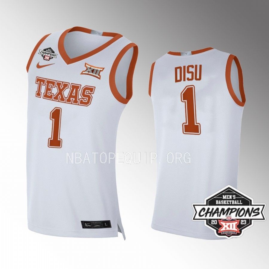 Dylan Disu Texas Longhorns 2023 Big 12 Mens Champs Men's White MOP Jersey