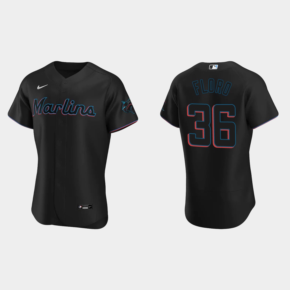 Dylan Floro #36 Miami Marlins Alternate Jersey – Black
