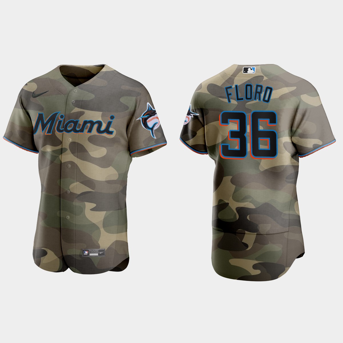 Dylan Floro Miami Marlins 2021 National Armed Forces Day Jersey – Camo