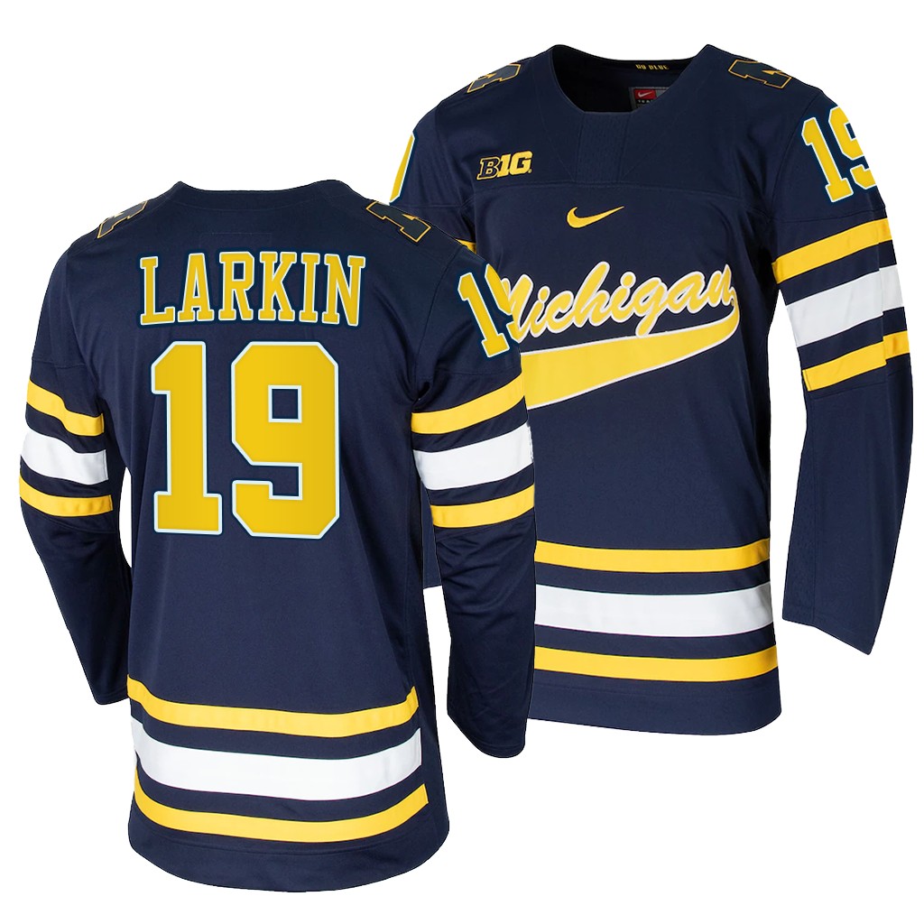 Dylan Larkin Michigan Wolverines Navy College Jersey Alumni