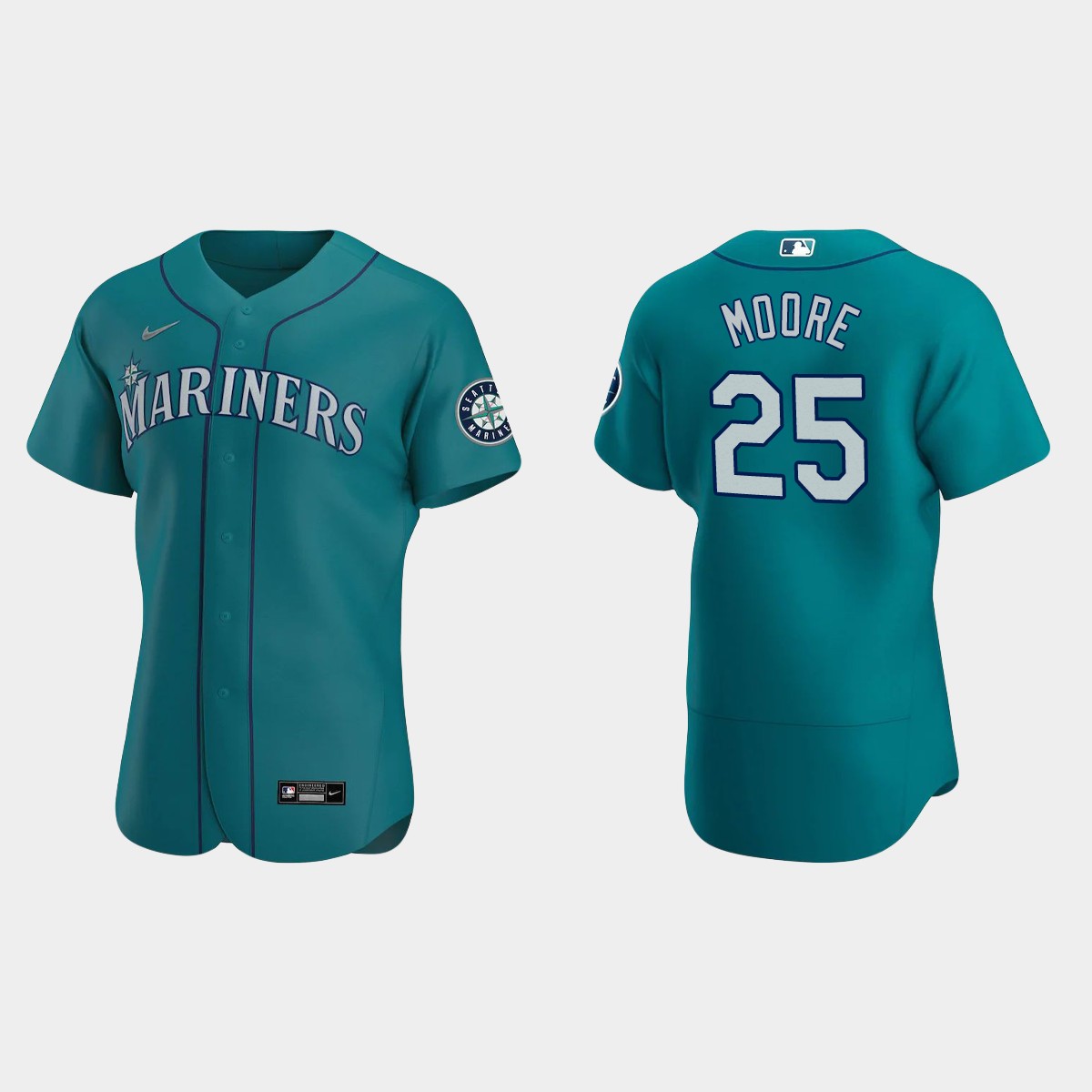 Dylan Moore #25 Seattle Mariners Alternate Jersey – Aqua