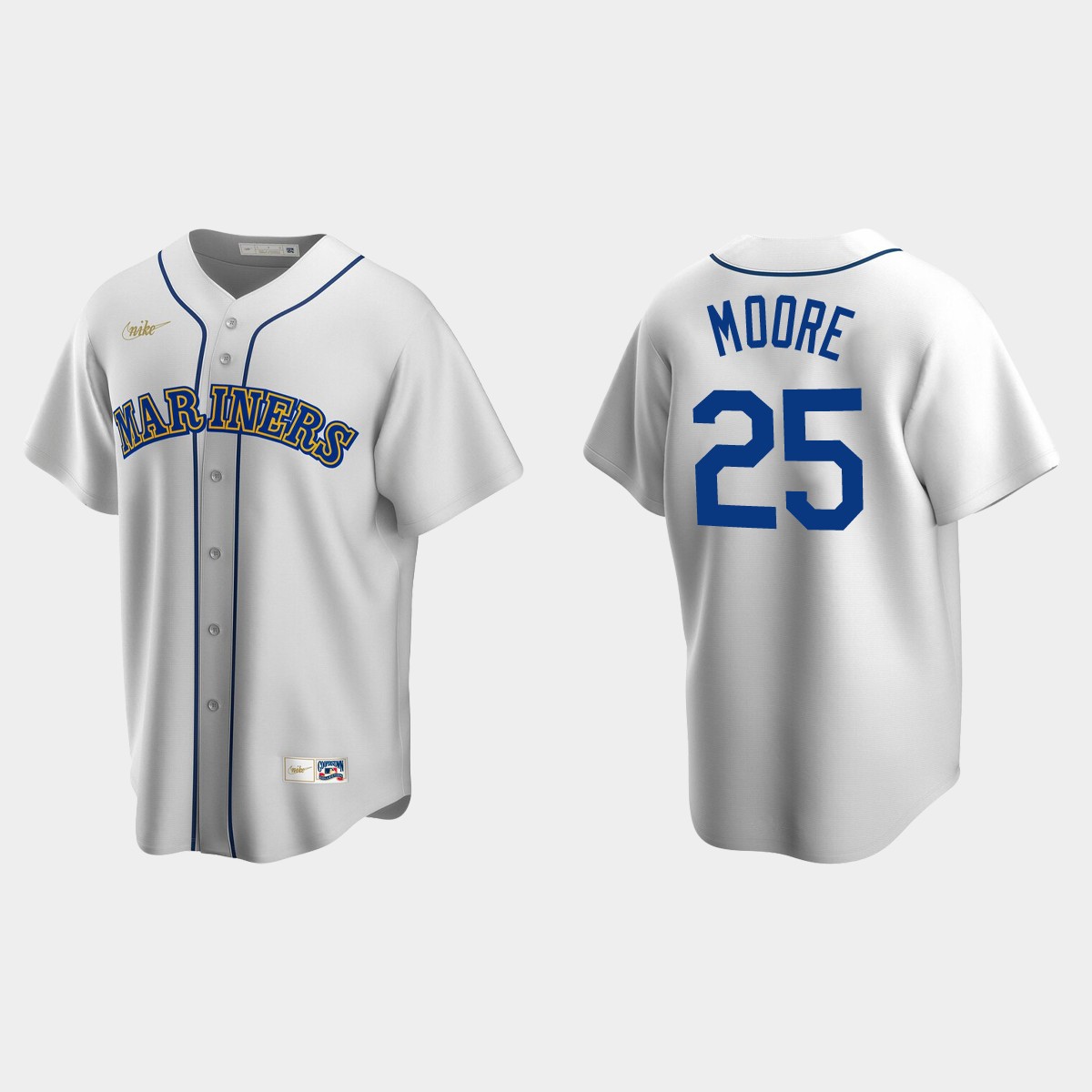 Dylan Moore #25 Seattle Mariners Cooperstown Collection Home Jersey – White