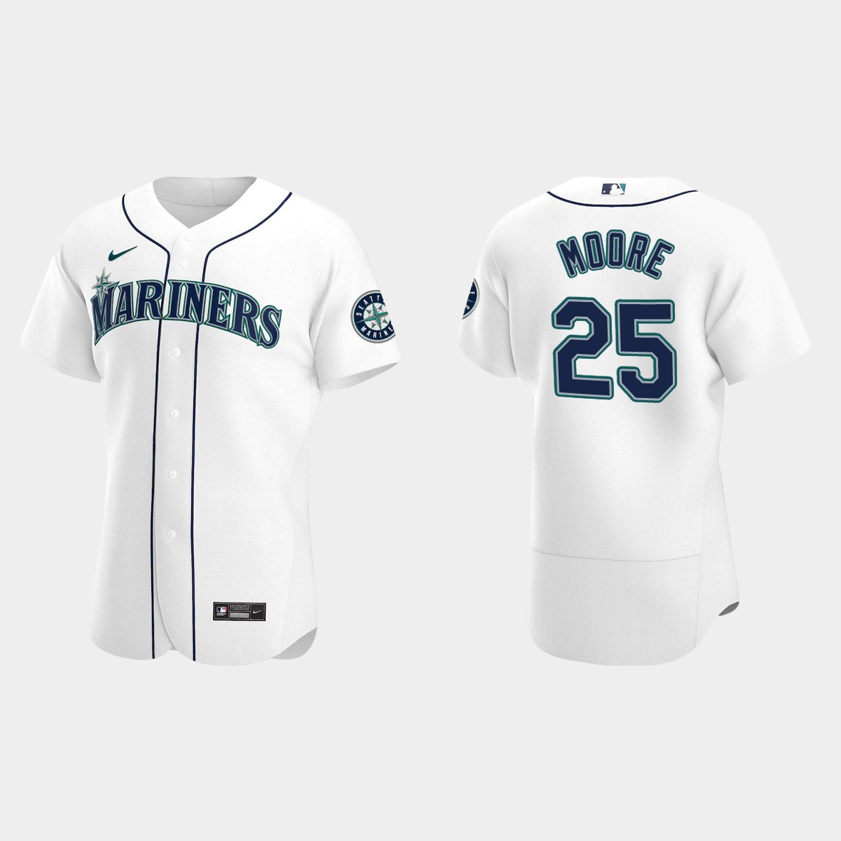 Dylan Moore #25 Seattle Mariners Home Jersey – White
