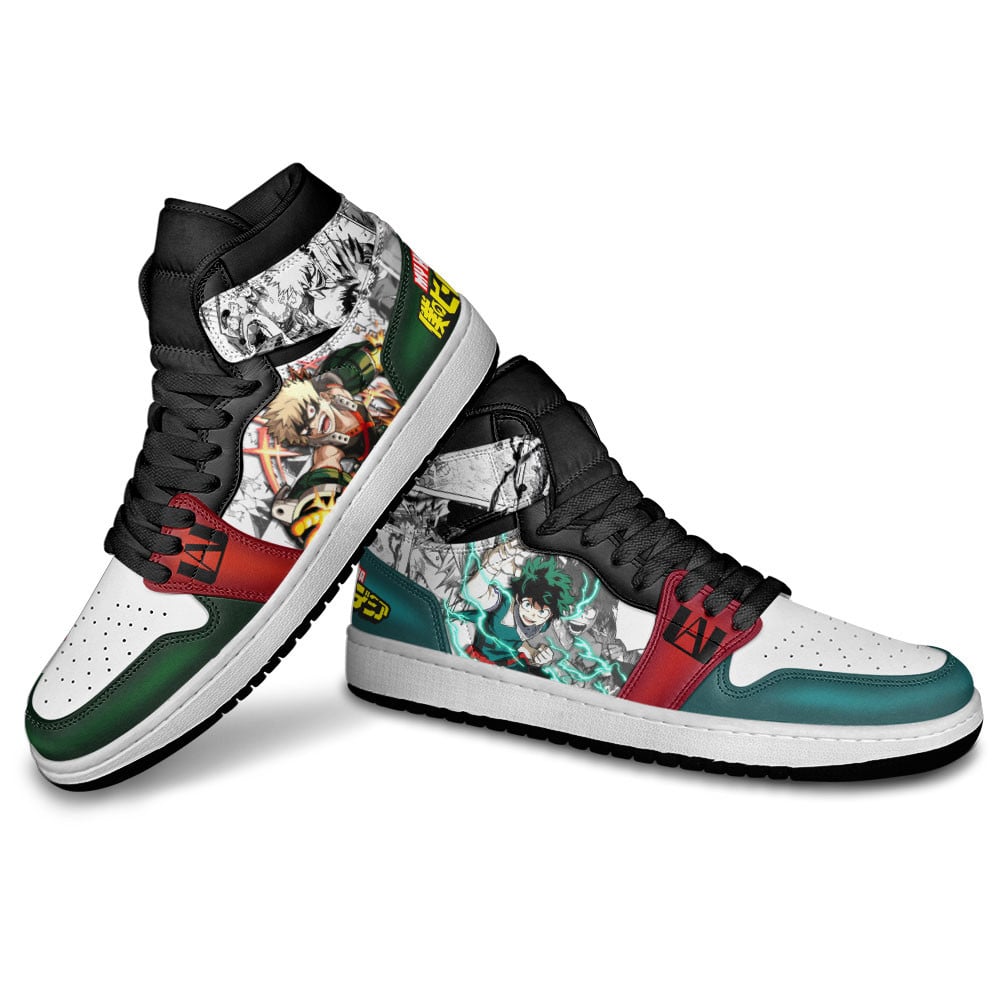 Dynamight Bakugo and Deku JD1s Sneakers BNHA Manga Mixed Anime, Air Jordan Hightop