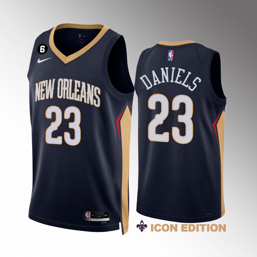 Dyson Daniels New Orleans Pelicans #23 Navy Jersey 2022-23 Icon Edition NO.6 Patch