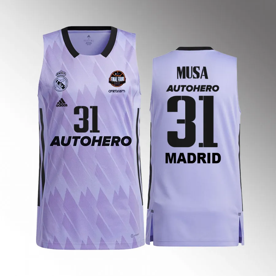 Dzanan Musa 11th Euroleague Champions Real Madrid #31 Purple Jersey Away Shirt