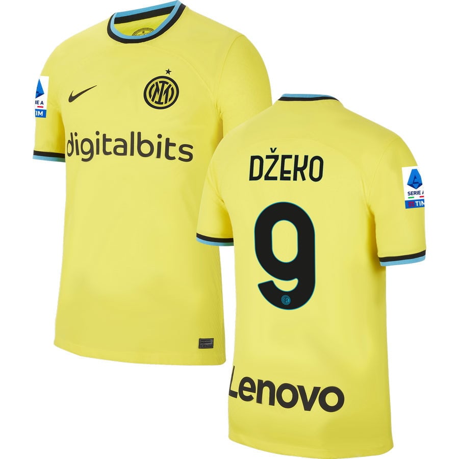 Dzeko 9 Inter Milan Serie A Patch Men 2022/23 Third Jersey – Yellow