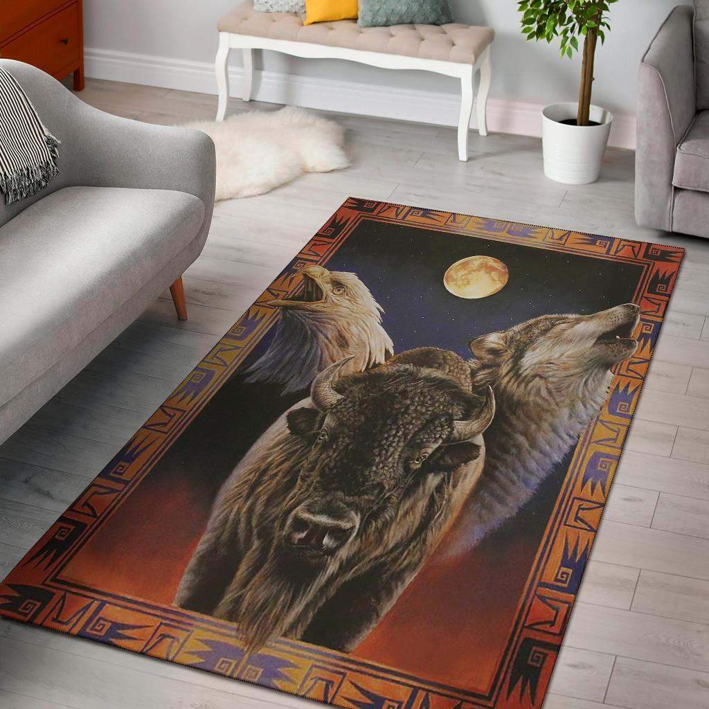 Eagle Bison Wolf Moon Native American Pride Limited Edition Rectangle Rug