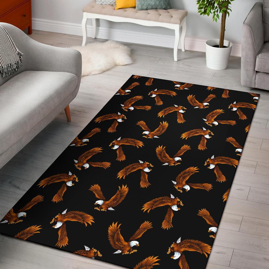 Eagle Black Pattern Print Area Limited Edition Rectangle Rug