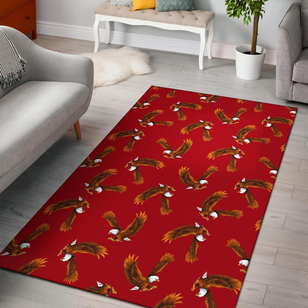 Eagle Red Pattern Print Area Limited Edition Rectangle Rug