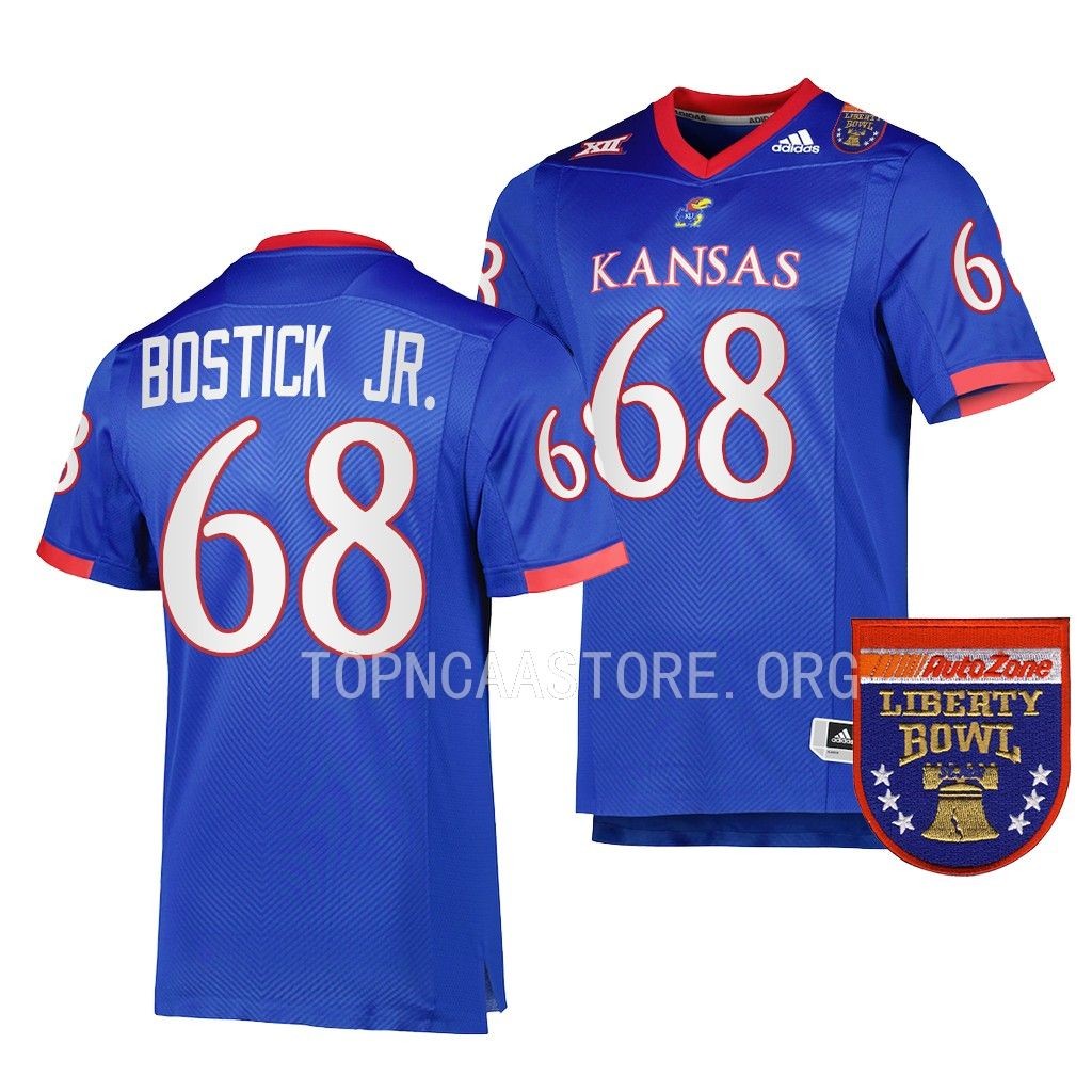 Earl Bostick Jr. Kansas Jayhawks 2022 Liberty Bowl College Jersey Men's Royal #68 Uniform