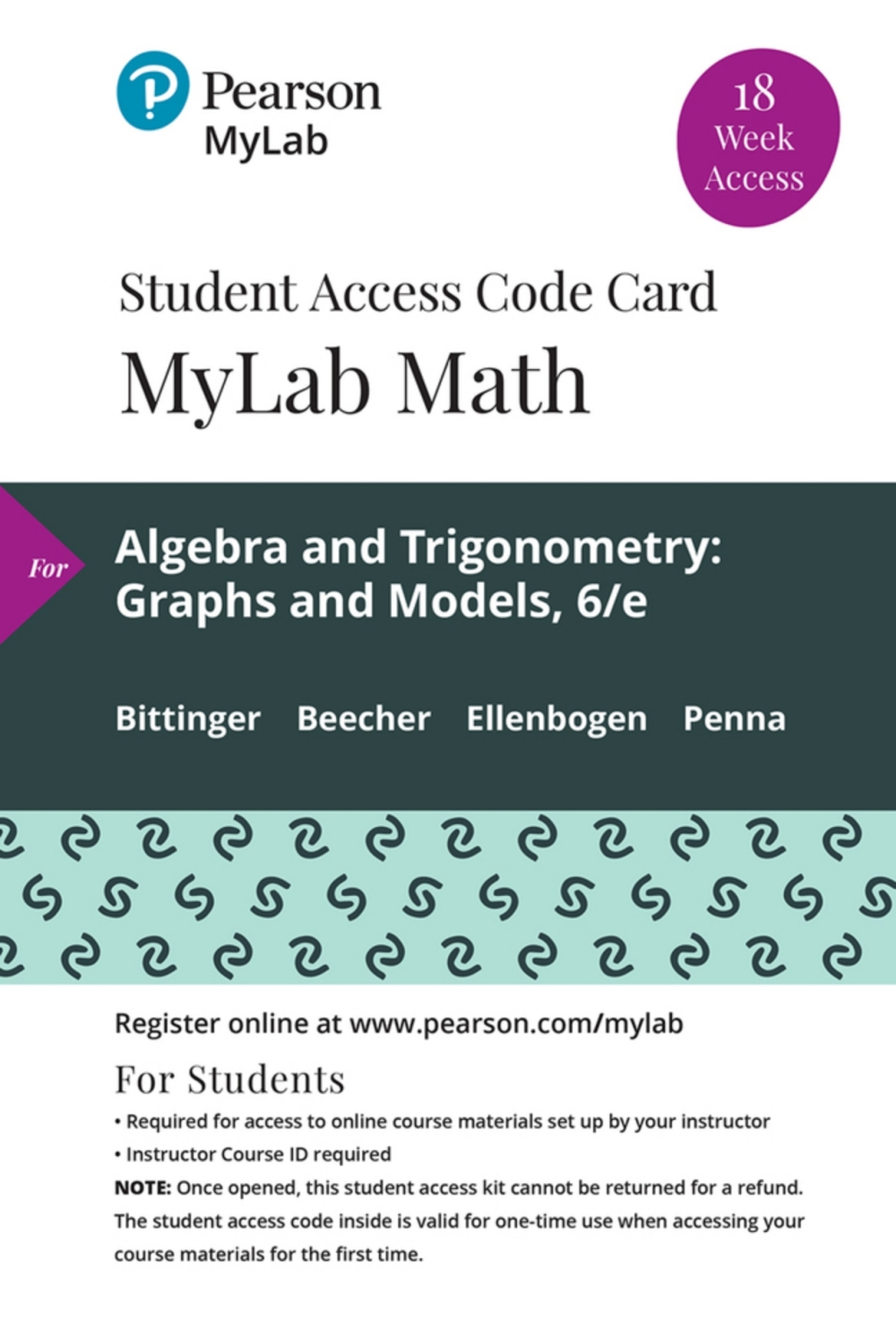 MyLab Math with Pearson (18 Weeks) for Algebra and Trigonometry: Graphs and Models 6th Edition