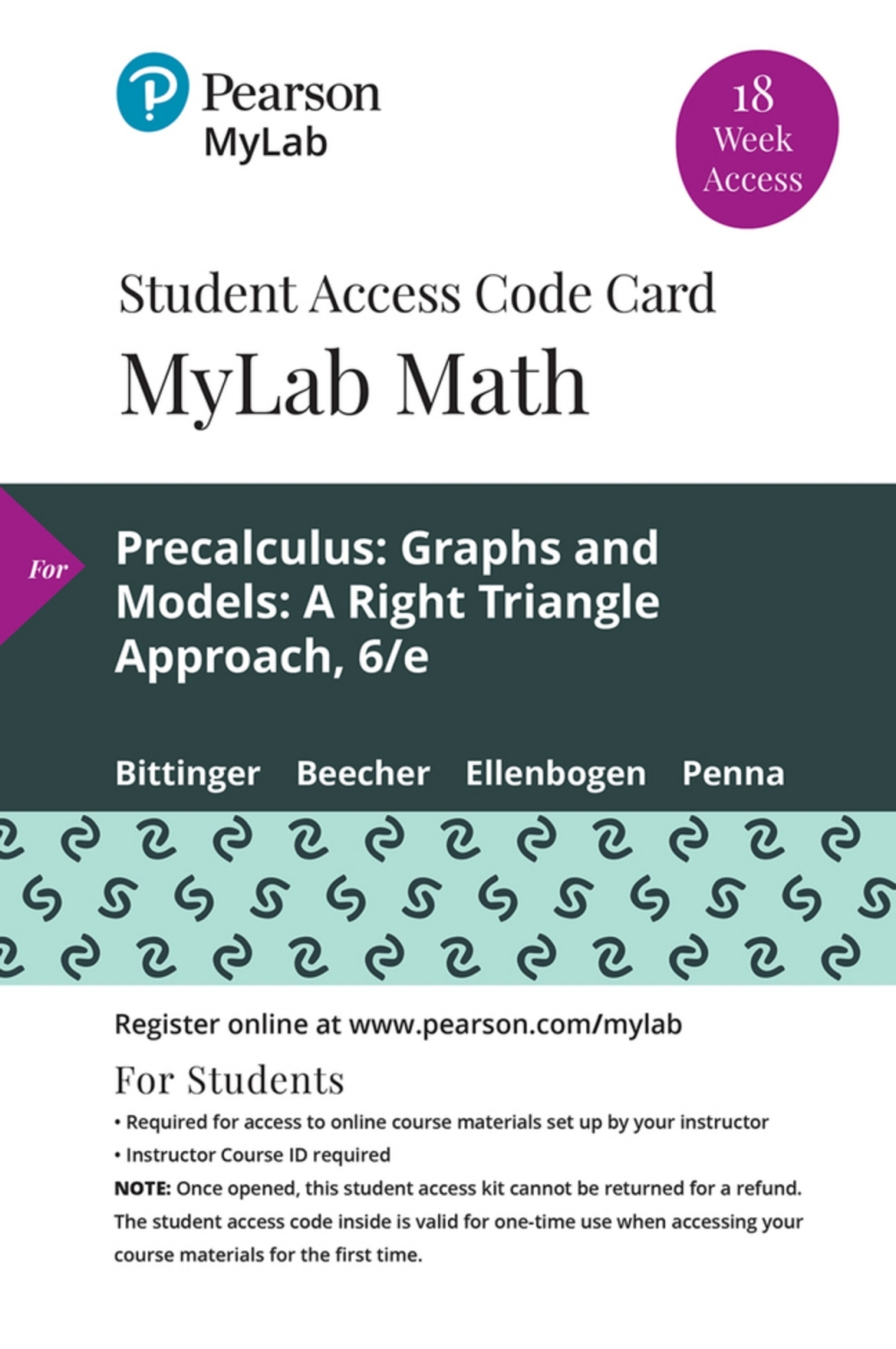 MyLab Math with Pearson (18 Weeks) for Precalculus: Graphs and Models, A Right Triangle Approach Graphs and Models, A Right Triangle Approach 6th Edition