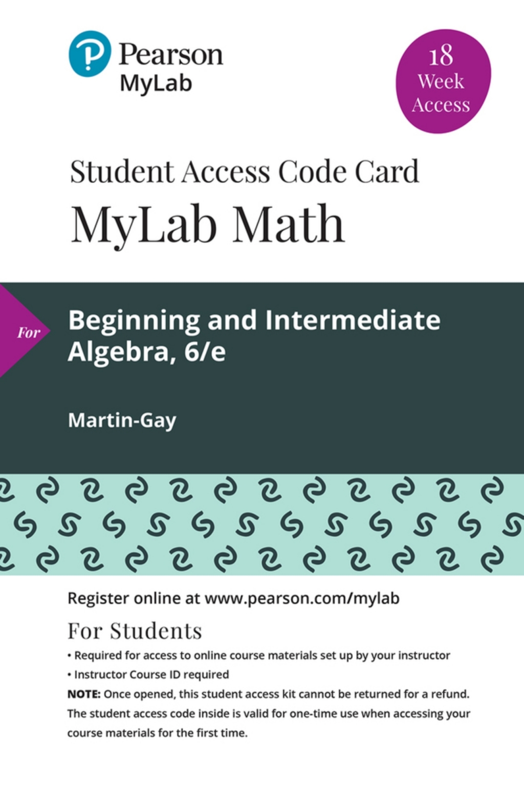MyLab Math with Pearson (18 Weeks) for Beginning & Intermediate Algebra 6th Edition