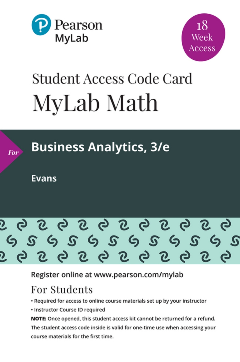 MyLab Statistics with Pearson (18 Weeks) for Business Analytics 3rd Edition