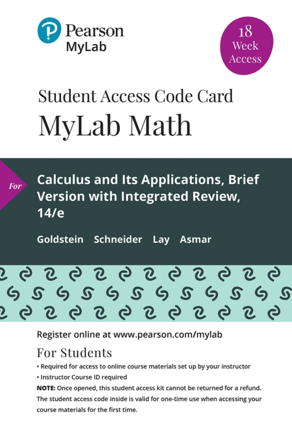 MyLab Math with Pearson eText (up to 18-weeks) for Calculus & Its Applications, Brief Version with Integrated Review 14th Edition