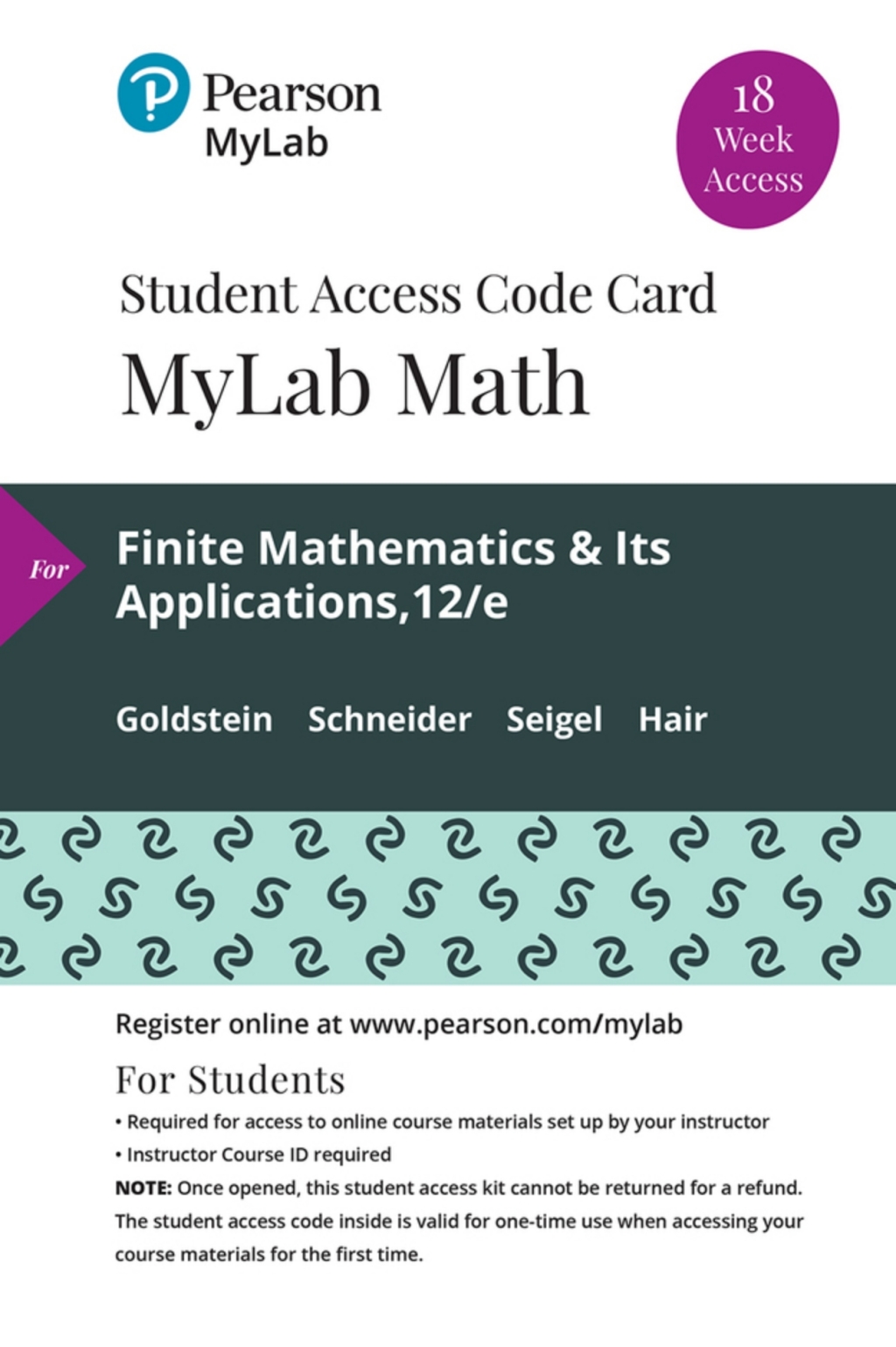 MyLab Math with Pearson (18 Weeks) for Finite Mathematics & Its Applications 12th Edition