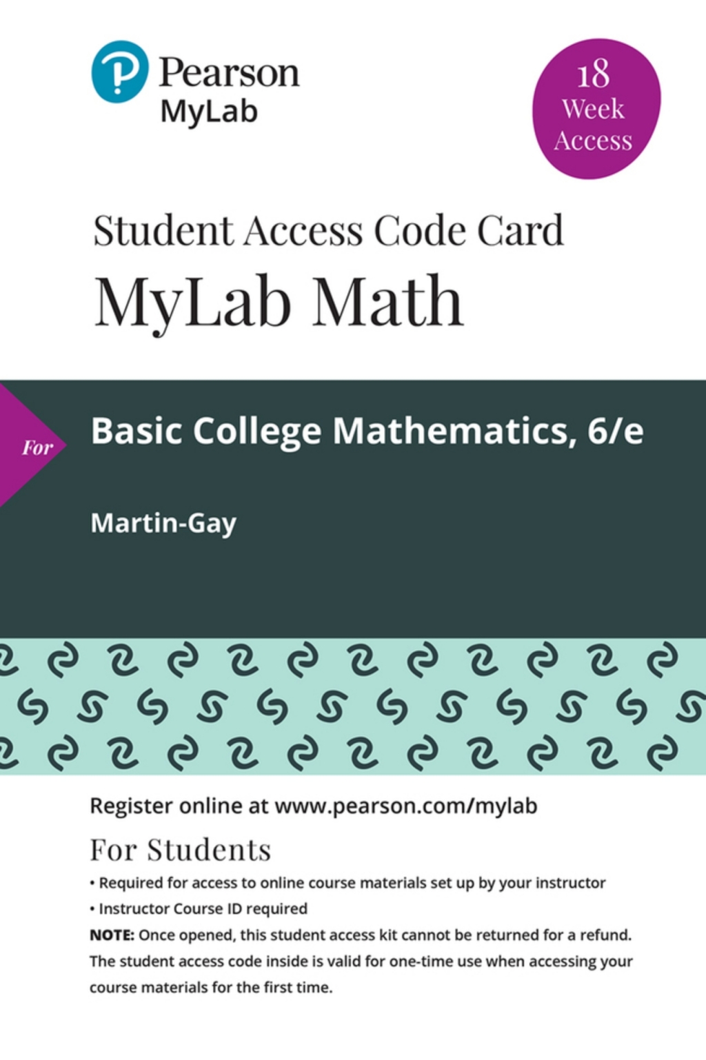 MyLab Math with Pearson (18 Weeks) for Basic College Mathematics 6th Edition
