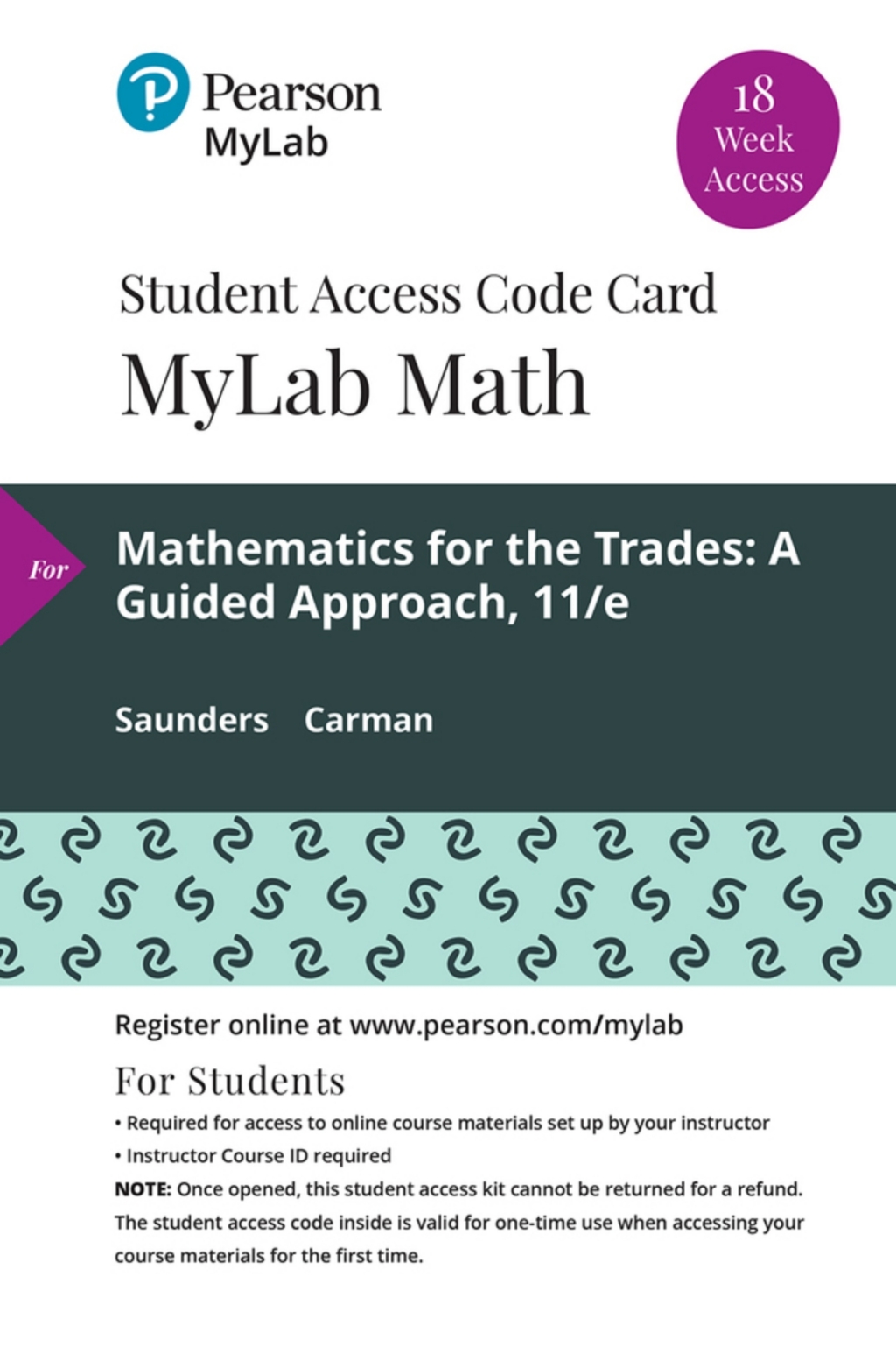 MyLab Math with Pearson (18 Weeks) for Mathematics for the Trades: A Guided Approach 11th Edition