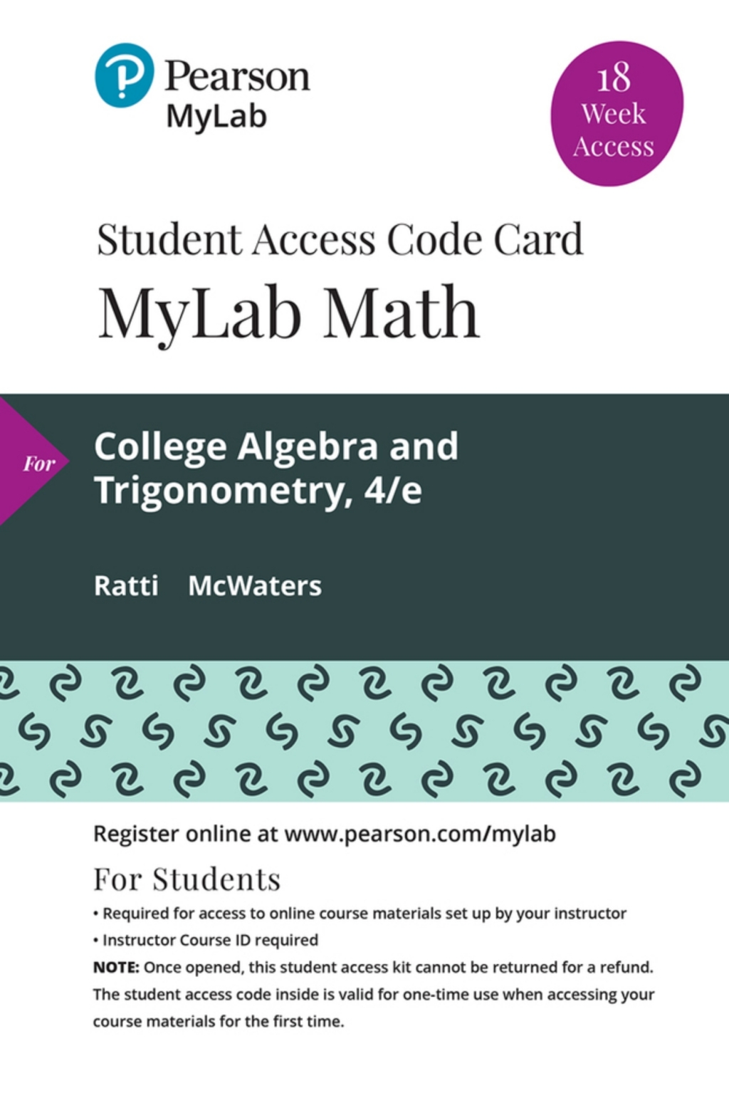 MyLab Math with Pearson (18 Weeks) for College Algebra and Trigonometry 4th Edition