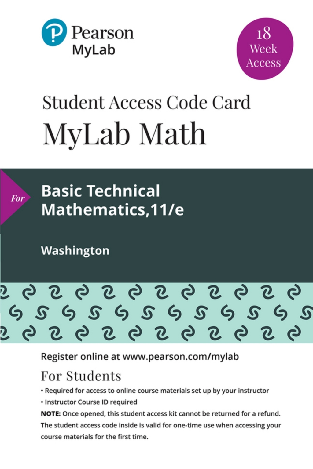 MyLab Math with Pearson (18 Weeks) for Basic Technical Mathematics 11th Edition