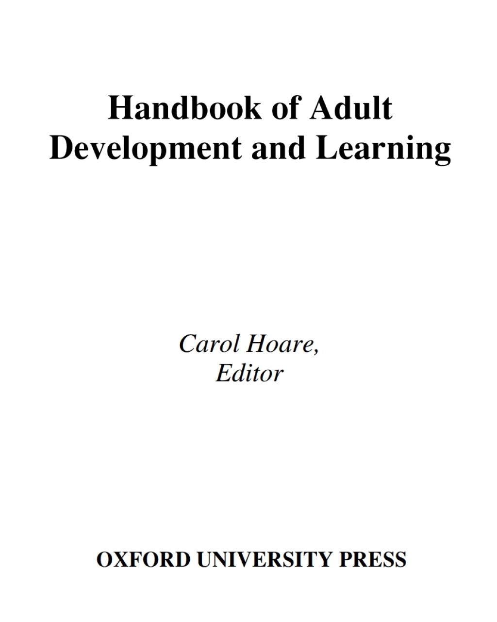 Handbook of Adult Development and Learning 1st Edition