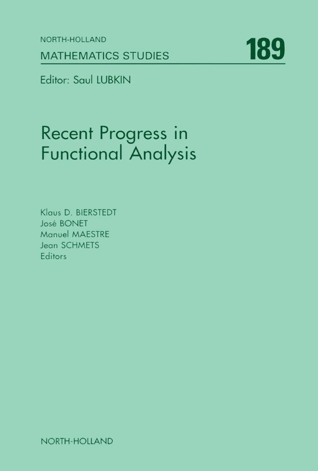 Recent Progress in Functional Analysis 