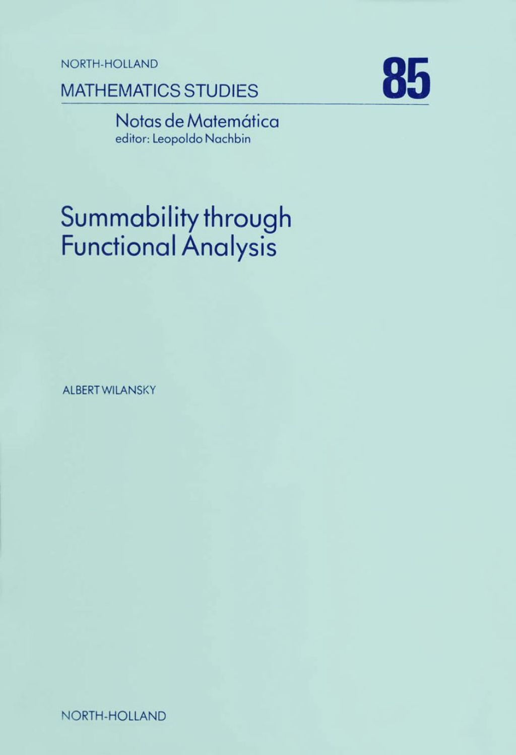 Summability Through Functional Analysis 
