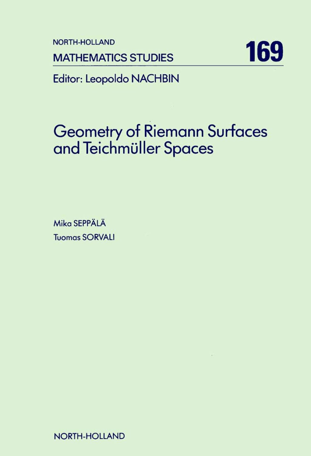 Geometry of Riemann Surfaces and Teichmüller Spaces 