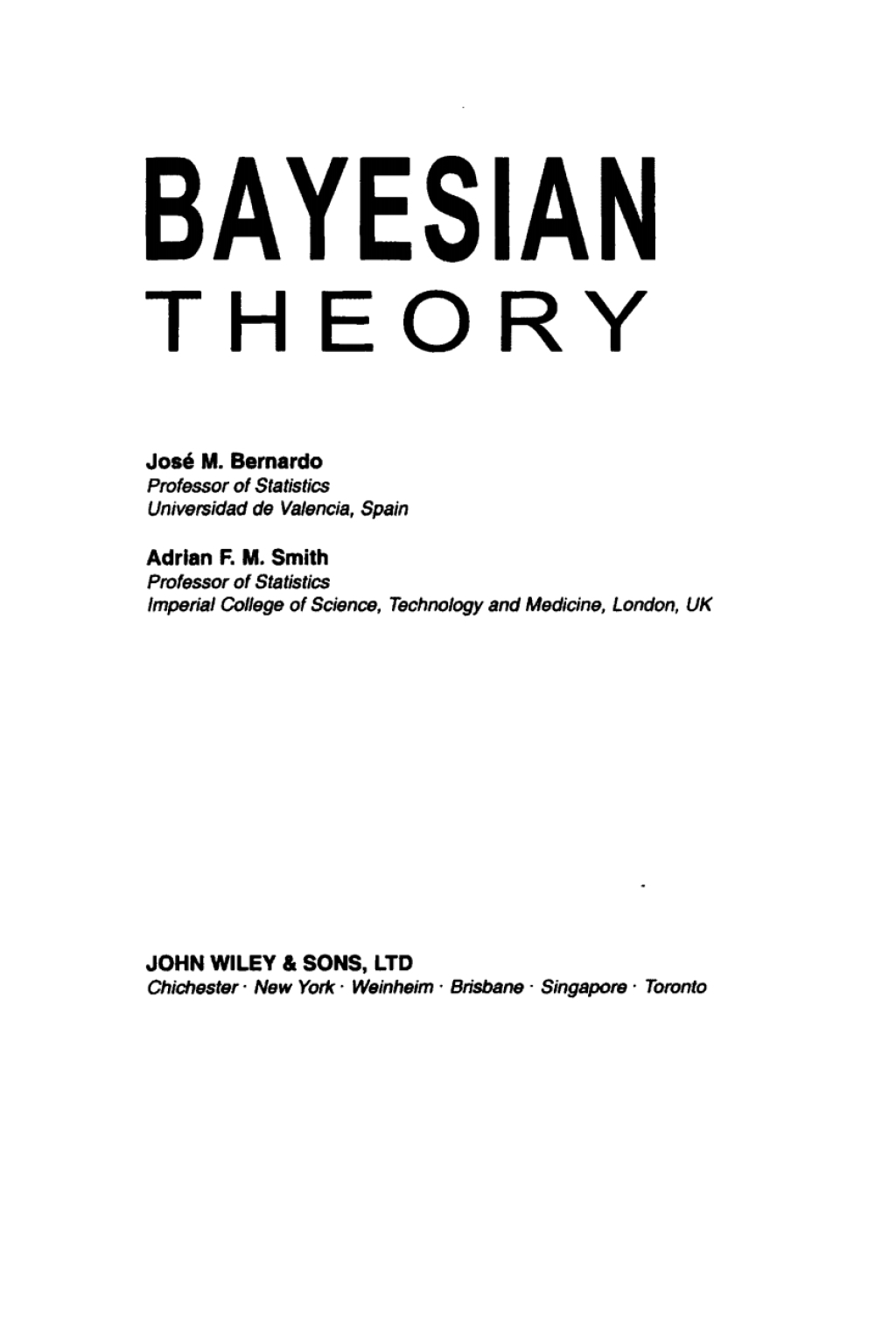 Bayesian Theory 1st Edition