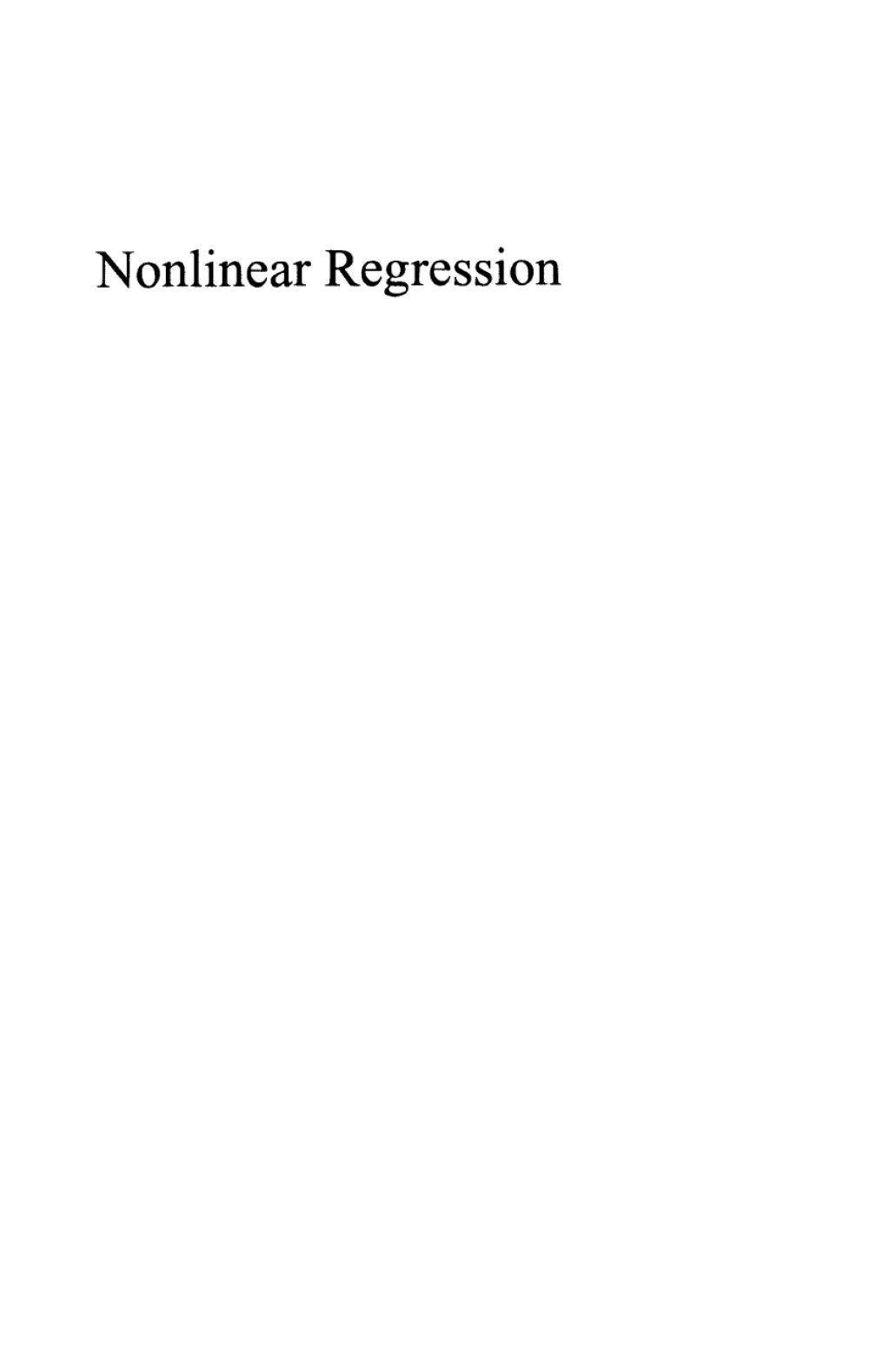 Nonlinear Regression 1st Edition
