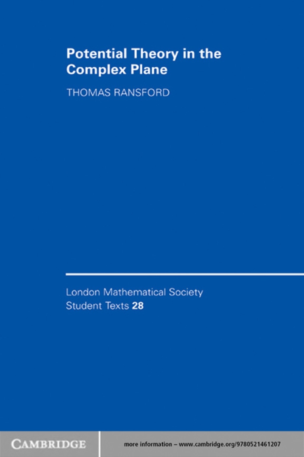 Potential Theory in the Complex Plane 1st Edition