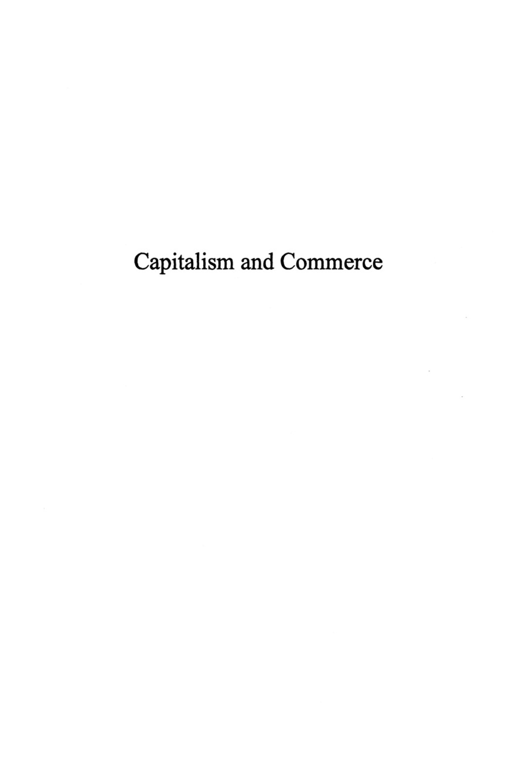 Capitalism and Commerce Conceptual Foundations of Free Enterprise 