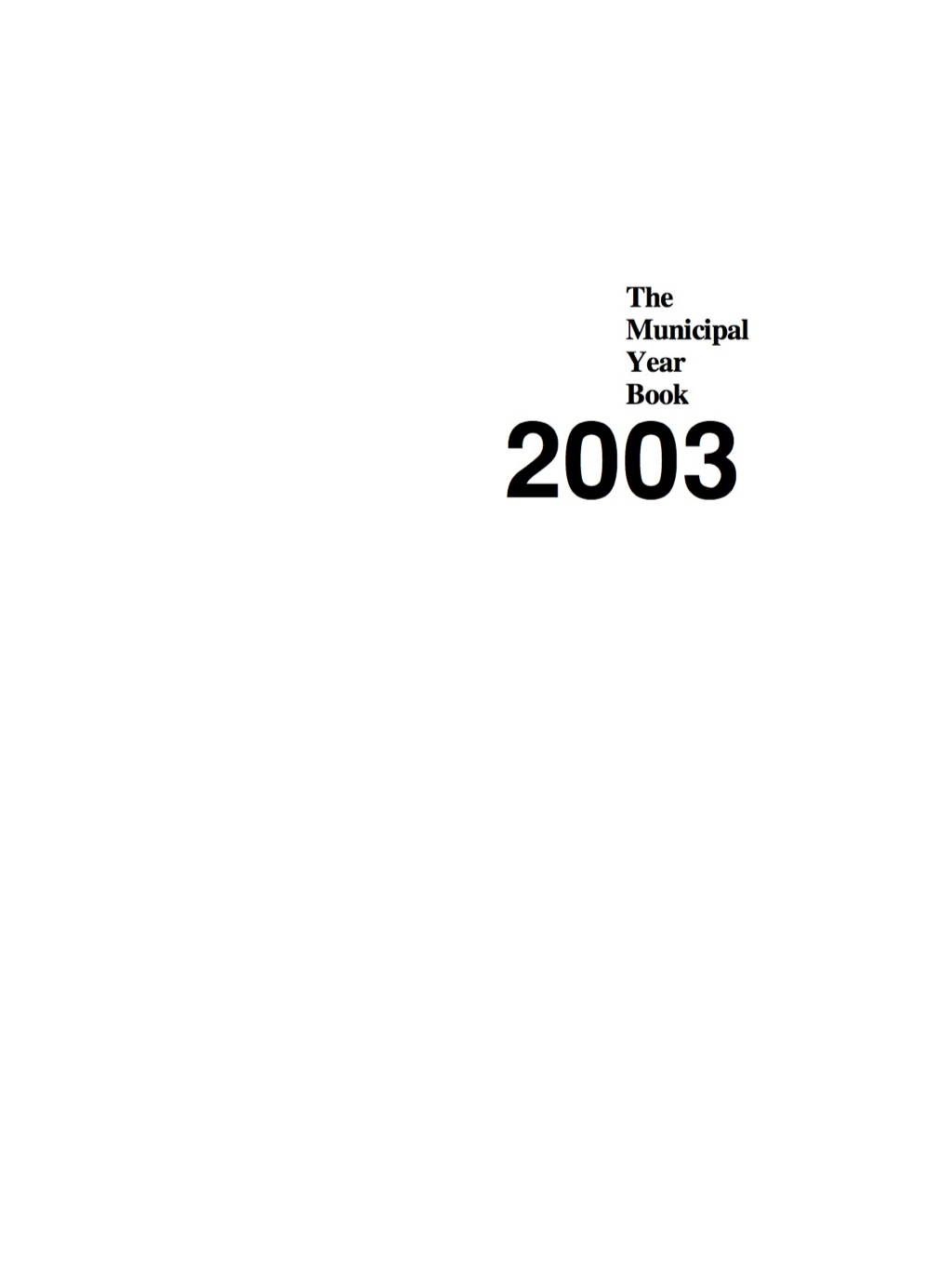 The Municipal Year Book 2003 
