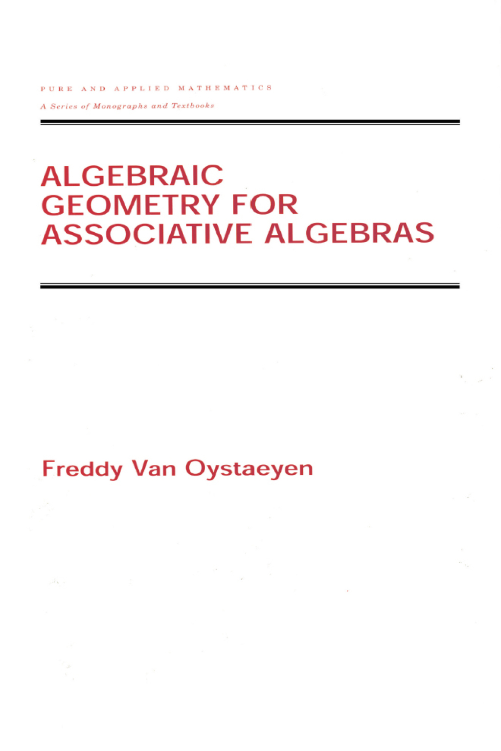 Algebraic Geometry for Associative Algebras 1st Edition