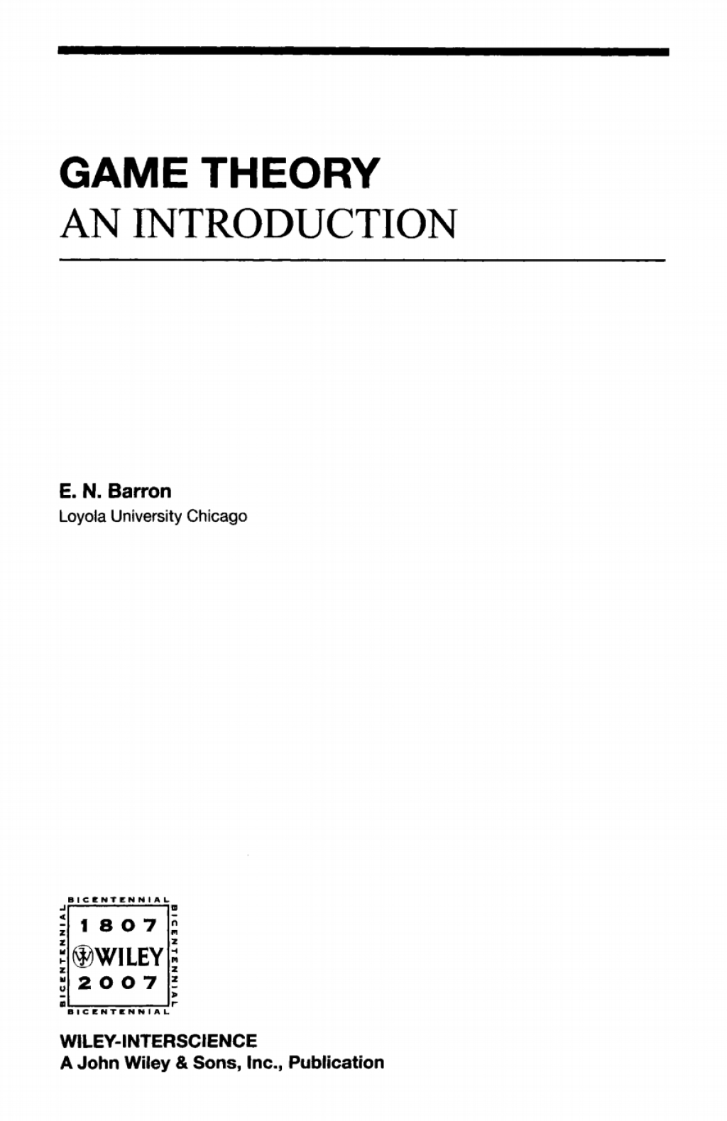 Game Theory An Introduction 1st Edition
