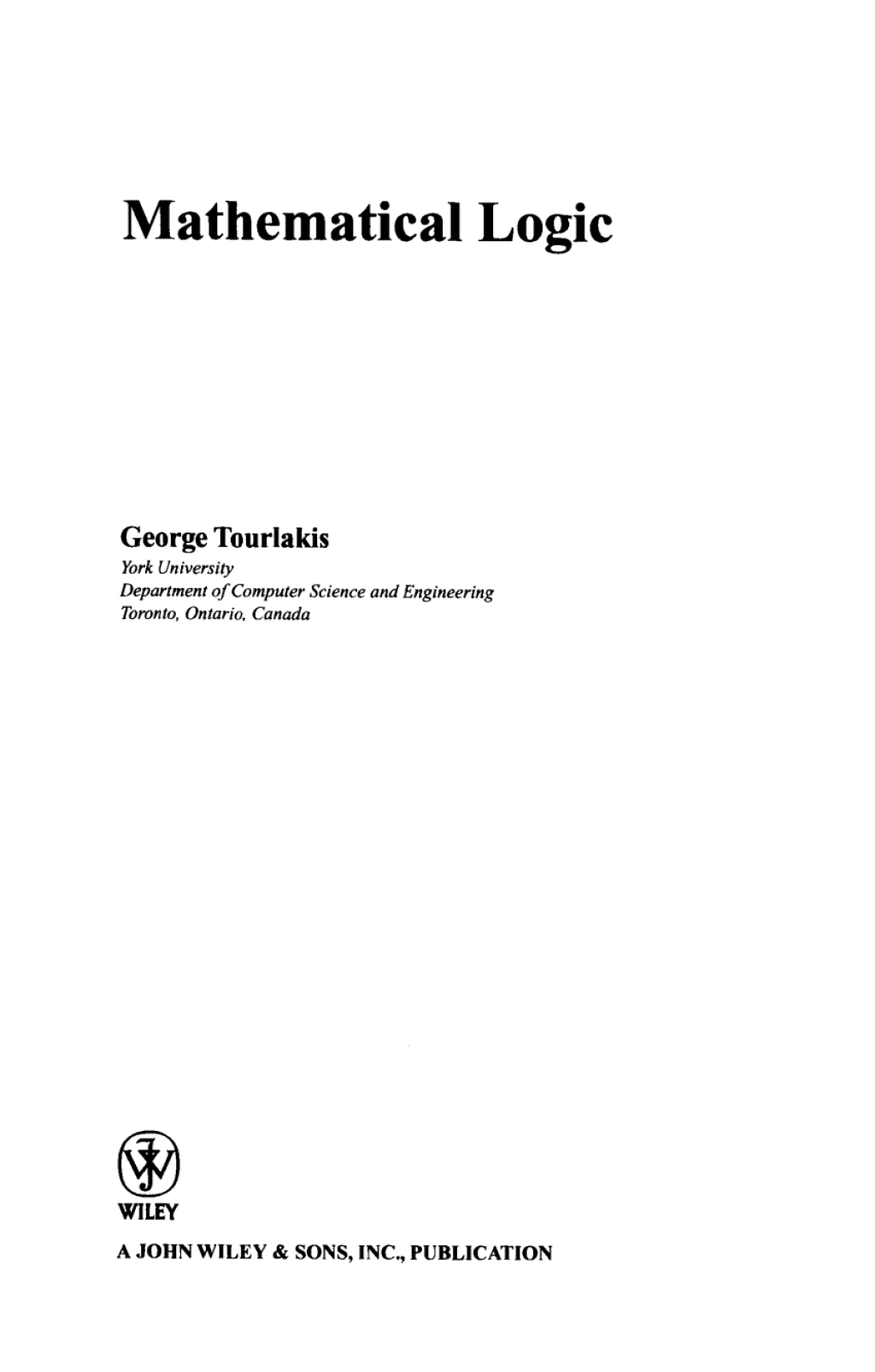 Mathematical Logic 1st Edition