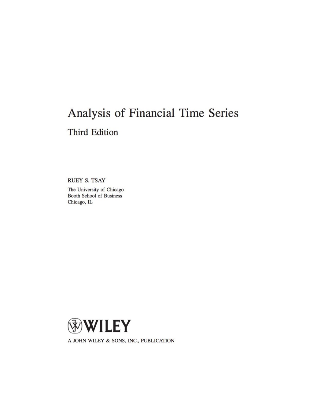 Analysis of Financial Time Series 3rd Edition