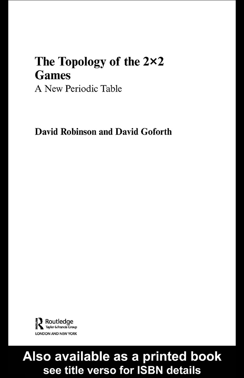 Topology of 2x2 Games 1st Edition
