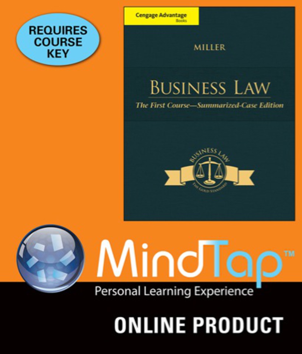 MindTap Business Law (with Digital Video Library) for Miller's Business Law: The First Course: Summarized Case Edition, 13th Edition, [Instant Access], 1 term (6 months) 13th Edition