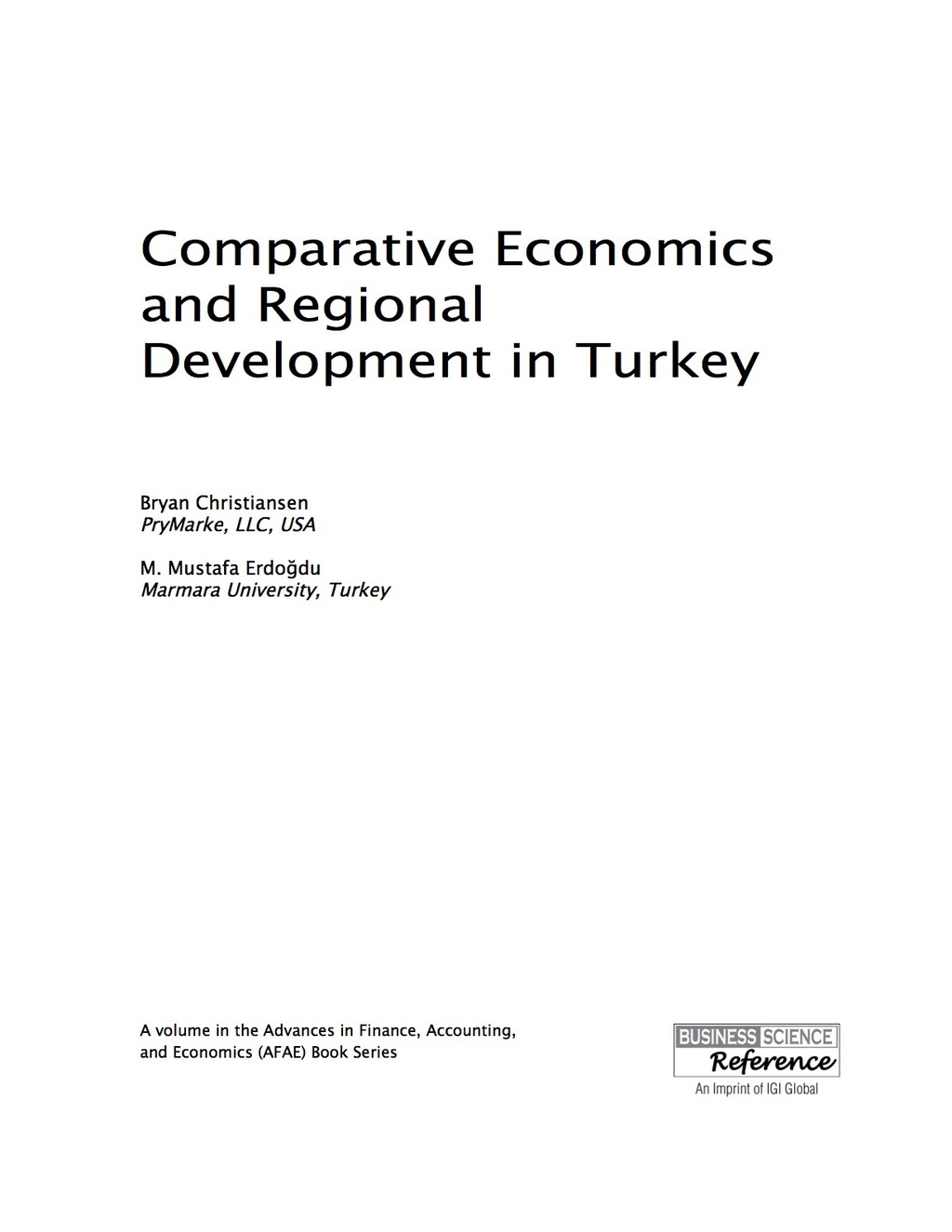 Comparative Economics and Regional Development in Turkey 