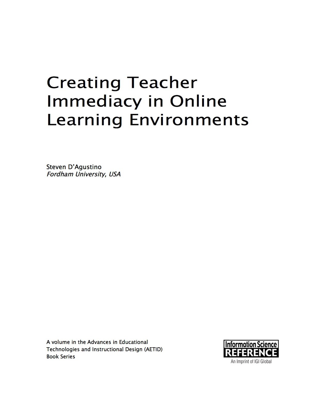 Creating Teacher Immediacy in Online Learning Environments 