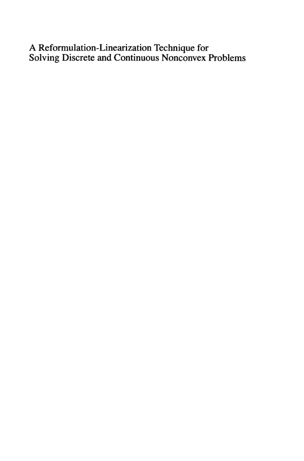 A Reformulation-Linearization Technique for Solving Discrete and Continuous Nonconvex Problems 